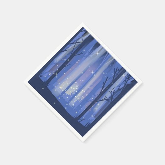 Nachtbos en sprankelende vuurvliegjes servet (Hoek)