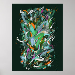 Nachtbos schilderen poster