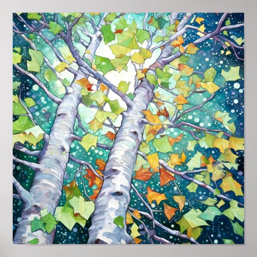 Nachtboslandschap Home Decor Poster (Voorkant)