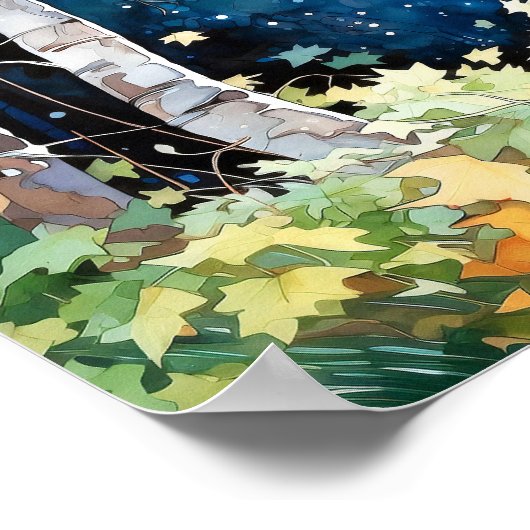 Nachtboslandschap Home Decor Poster (Hoek)