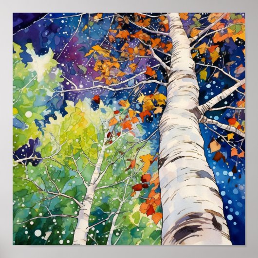 Nachtboslandschap Home Decor Poster (Voorkant)