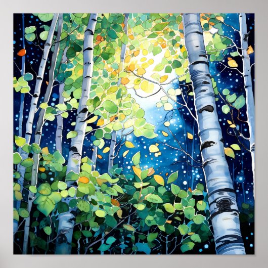 Nachtboslandschap Home Decor Poster (Voorkant)