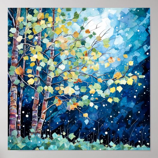 Nachtboslandschap Home Decor Poster (Voorkant)