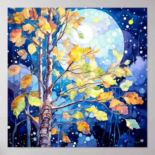Nachtboslandschap Home Decor Poster (Voorkant)