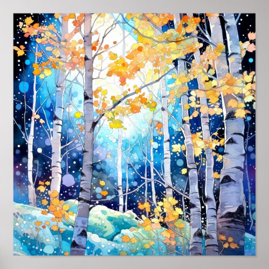 Nachtboslandschap Home Decor Poster (Voorkant)