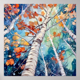 Nachtboslandschap Home Decor Poster