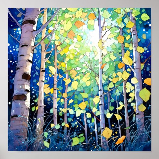 Nachtboslandschap Home Decor Poster (Voorkant)