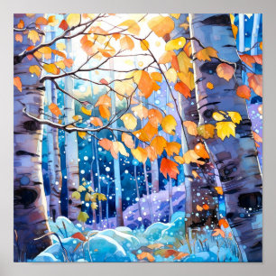 Nachtboslandschap Home Decor Poster