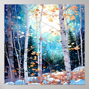 Nachtboslandschap Home Decor Poster