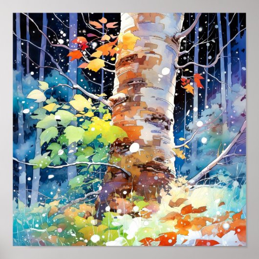 Nachtboslandschap Home Decor Poster (Voorkant)