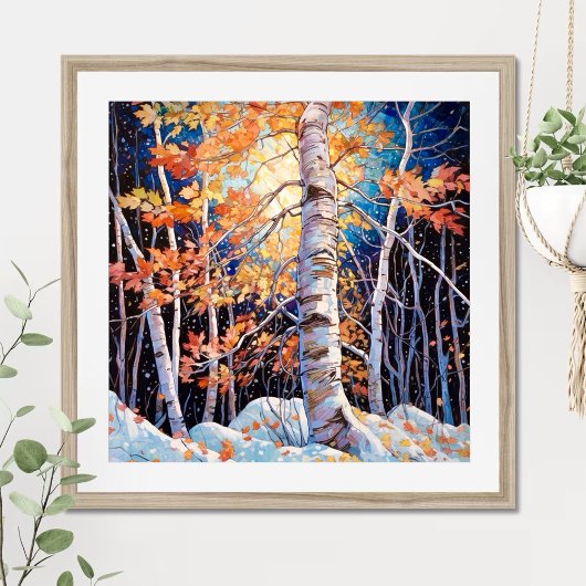 Nachtboslandschap Home Decor Poster