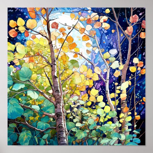 Nachtboslandschap Home Decor Poster (Voorkant)