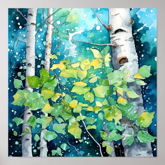 Nachtboslandschap Home Decor Poster (Voorkant)