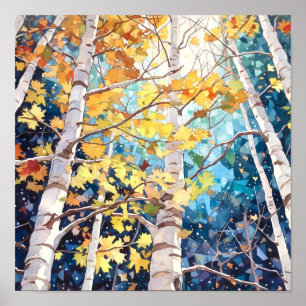 Nachtboslandschap Home Decor Poster