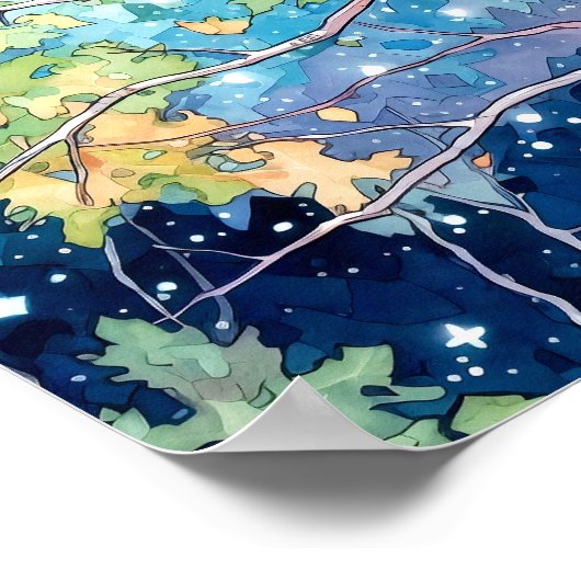 Nachtboslandschap Home Decor Poster (Hoek)