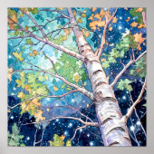 Nachtboslandschap Home Decor Poster (Voorkant)