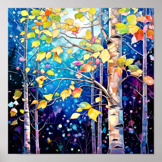 Nachtboslandschap Home Decor Poster (Voorkant)