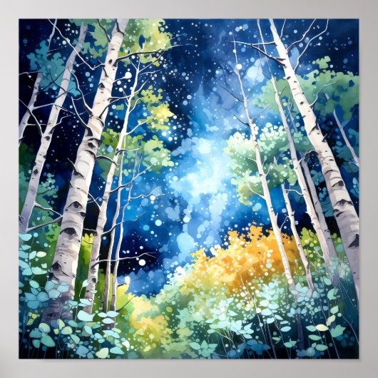 Nachtboslandschap Home Decor Poster (Voorkant)