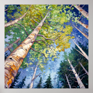 Nachtboslandschap Home Decor Poster