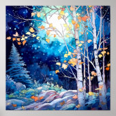 Nachtboslandschap Home Decor Poster (Voorkant)