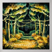 Nachtbosverlichting - grillige schilderstijl poster (Voorkant)