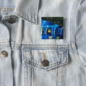 Nachtbrug bij de haven van Miami, Florida Vierkante Button 5,1 Cm (In situ)