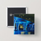 Nachtbrug bij de haven van Miami, Florida Vierkante Button 5,1 Cm (Voorkant /achterkant)
