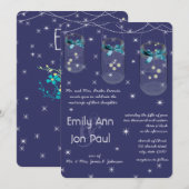 Nachtbruiloft Aqua Yellow Flower Mason Jar Kaart (Voorkant / Achterkant)