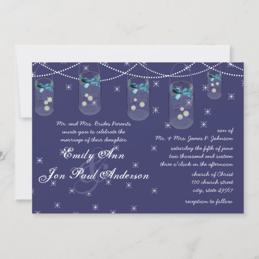 Nachtbruiloft Aqua Yellow Flower Mason Jar Kaart (Voorkant)