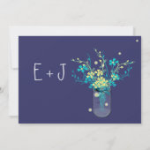 Nachtbruiloft Aqua Yellow Flower Mason Jar Kaart (Achterkant)