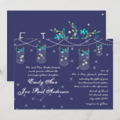 Nachtbruiloft Aqua Yellow Flower Mason Jar Kaart (Voorkant / Achterkant)