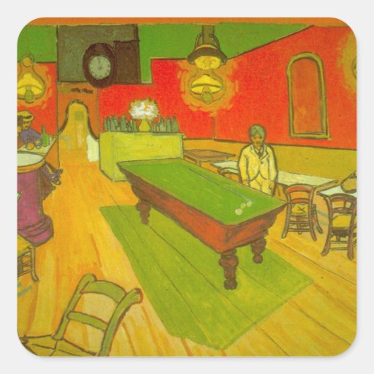 Nachtcafé van Vincent van Gogh Vierkante Sticker (Voorkant)