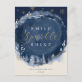 Nachtdag Waterverf-inkt en juwelen Feestdagenkaart (Voorkant)