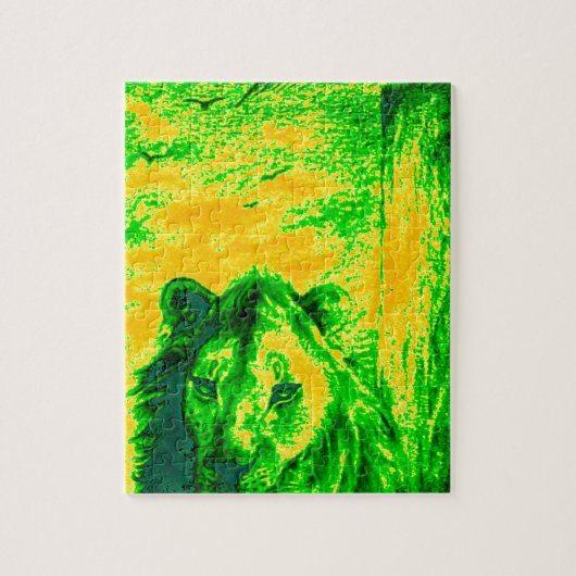 Nachtdichtie Leeuw Kunst Fluorescerende Print Legpuzzel (Verticaal)