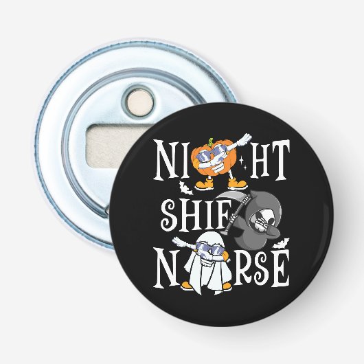 Nachtdienst Verpleger Button Flesopener (Voorkant)