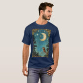 NACHTDIER VOLLE MAAN EN STERRENNACHT T-SHIRT (Voorkant volledig)