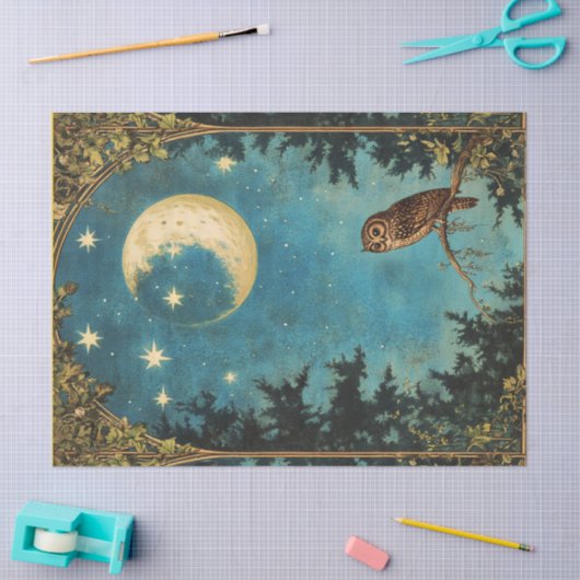 NACHTDIER VOLLE MAAN EN STERRENNACHT TISSUEPAPIER (Craft)