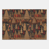 Nachtdorp Kerst Geborduurd  Inpakpapier Vel (Voorkant 3)