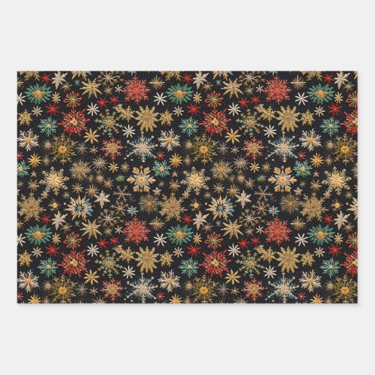 Nachtdorp Kerst Geborduurd  Inpakpapier Vel (Voorkant 2)