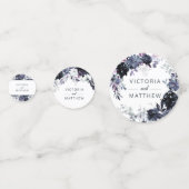 Nachtdruk Blauw Waterverf Bruiloft Monogram Confetti (Voorkanten)