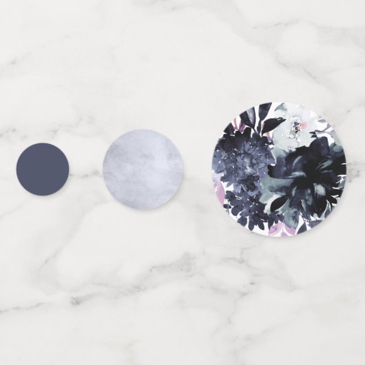 Nachtdruk Blauw Waterverf Bruiloft Monogram Confetti (Achterkanten)