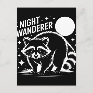 Nachtdwaal wasbeer onder het maanlicht T-shirt Feestdagenkaart
