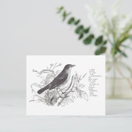 nachtegaal briefkaart (Staand voorkant)