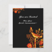 NACHTEGAAL MET ROZEN MONOGRAM, Rood Zwart Goud Kaart (Achterkant)