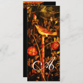 NACHTEGAAL MET ROZEN MONOGRAM, Rood Zwart Goud Kaart (Voorkant / Achterkant)