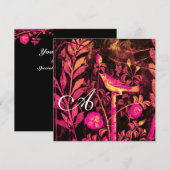 NACHTEGAAL MET ROZEN MONOGRAM, Roze Zwart Geel Kaart (Voorkant / Achterkant)