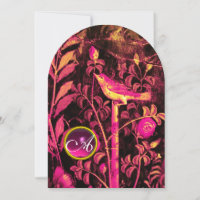 NACHTEGAAL MET ROZEN MONOGRAM, Roze Zwart Geel