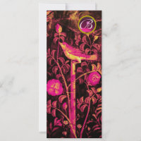 NACHTEGAAL MET ROZEN MONOGRAM, Roze Zwart Goud