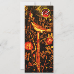 NACHTEGAALROZEN MONOGRAM, Rood Zwart Geel Bloemmot Kaart