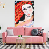 Nachtelijk Abstract digitaal portret van een vrouw Canvas Afdruk (Insitu (Woonkamer))